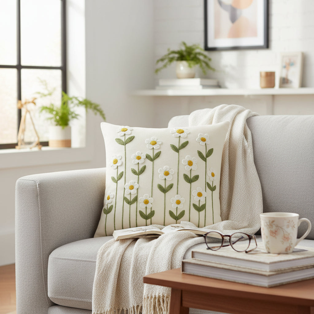 FLORAL BLOOM THROW PILLOW COVER